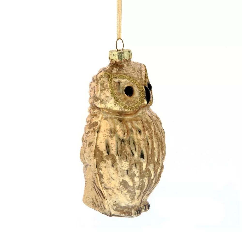 Украшение новогоднее Сова 6,5х6х12см стекло арт.745208 по цене 