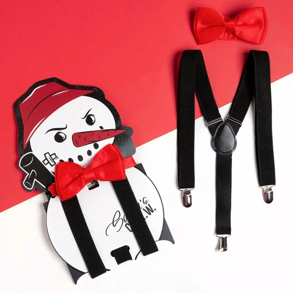 Набор мужской Кафтан подтяжки и галстук-бабочка Снеговик арт.6772738 по цене 