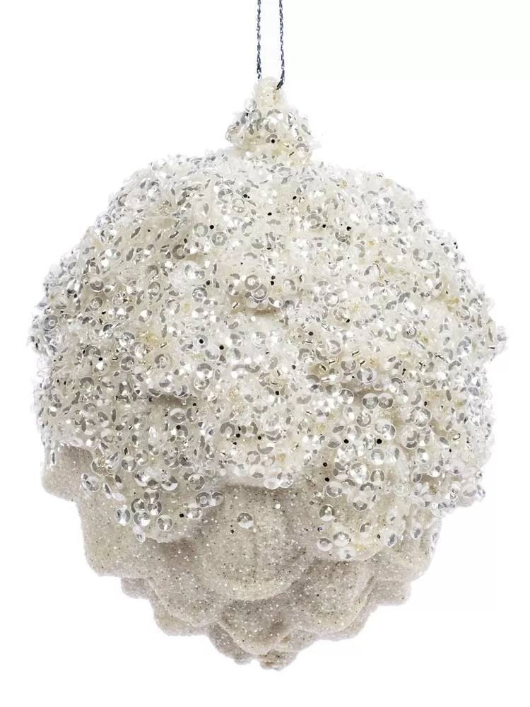 Украшение новогоднее Шишка заснеженная 11,5х8,5х8,5см полипропилен арт.90988 по цене 