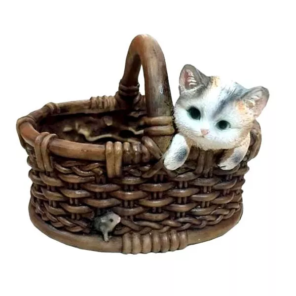 Кашпо декоративное Котёнок в лукошке с мышкой L26W22,5H19 по цене 