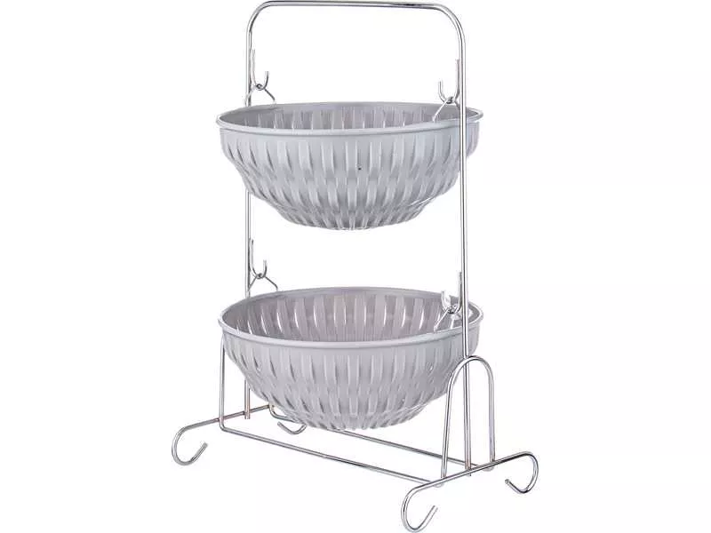 Корзина для овощей 2-х ярусная пластик серый арт.166-165 по цене 