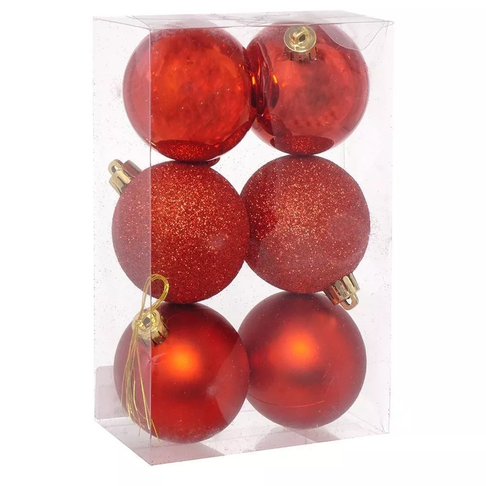 Украшение новогоднее Шар алое совершенство набор из 6 шт красный d6см 17 W11 H6 см по цене 