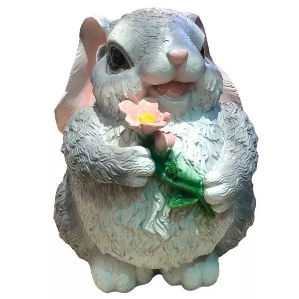 Фигура декоративная садовая Зайка Тошка серый полистоун 16х11х15см по цене 