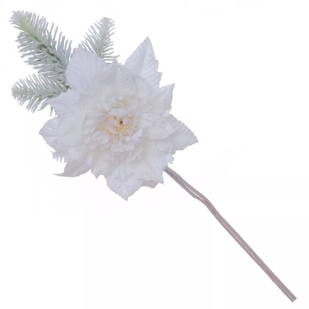 Цветок искусственный белый с елочкой 13х9х40см по цене 