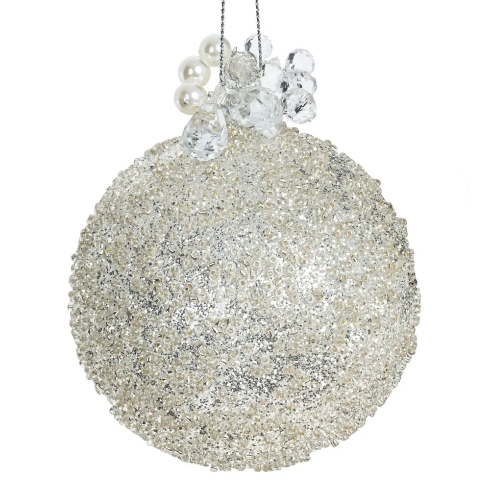 Украшение новогоднее Шар белый пушистый 8х8х10см по цене 