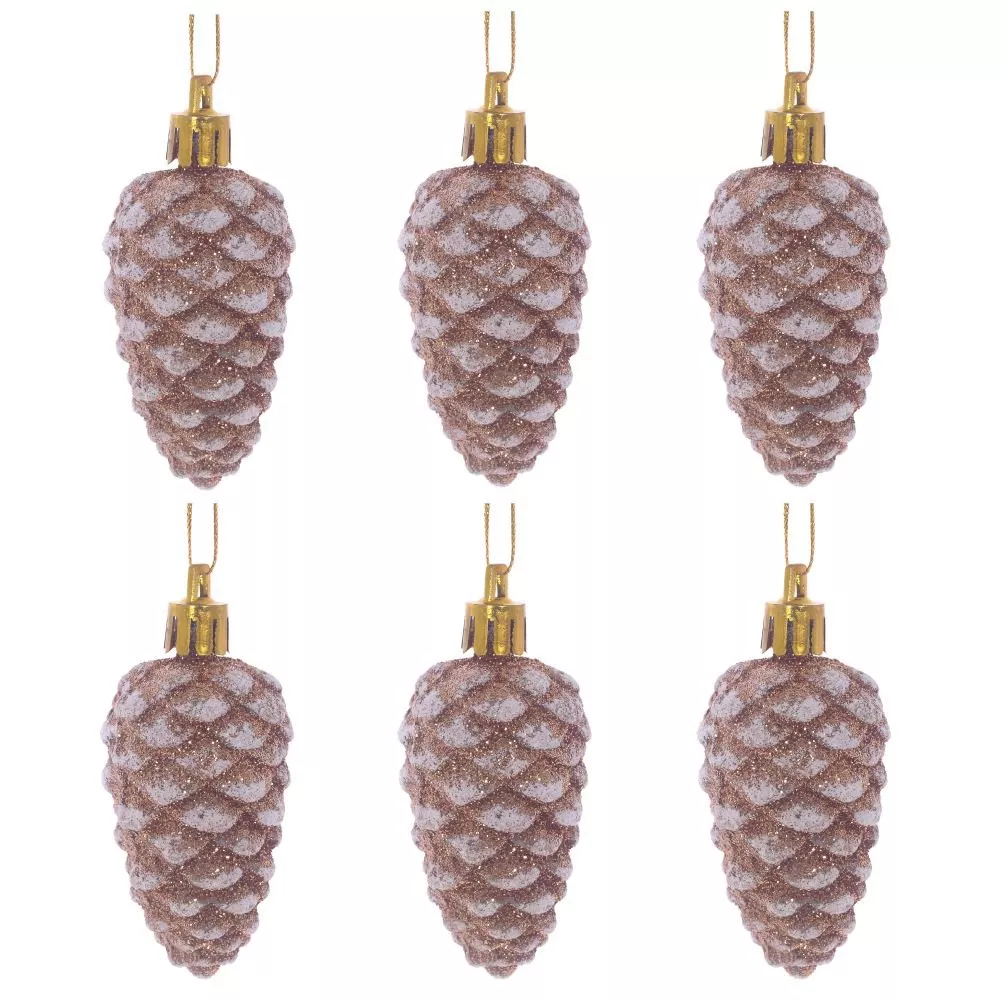 Украшение новогоднее Шишка заснеженная набор из 6-ти шт 16х4х18см полимерные материалы арт.754283 по цене 