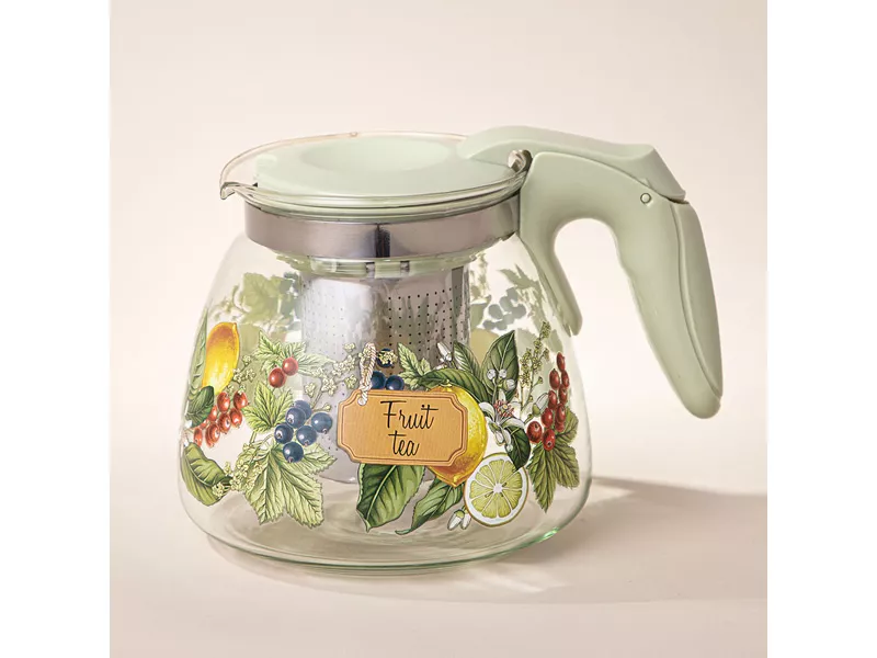 Чайник заварочный с фильтром Агнесс Фрукты стекло 900мл арт.885-114 по цене 