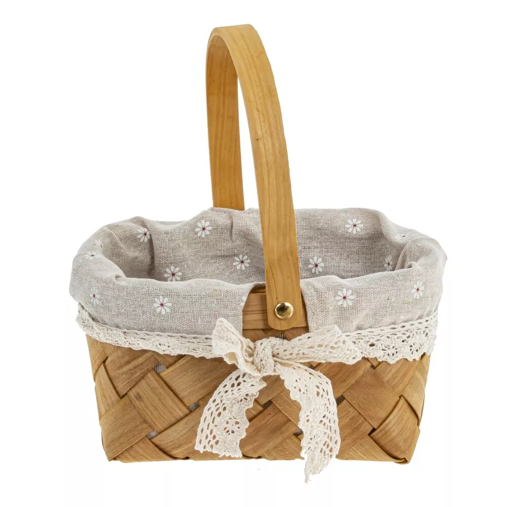 Корзина с вкладышем хлопок белый 20х16х12см дерево арт.785616 по цене 