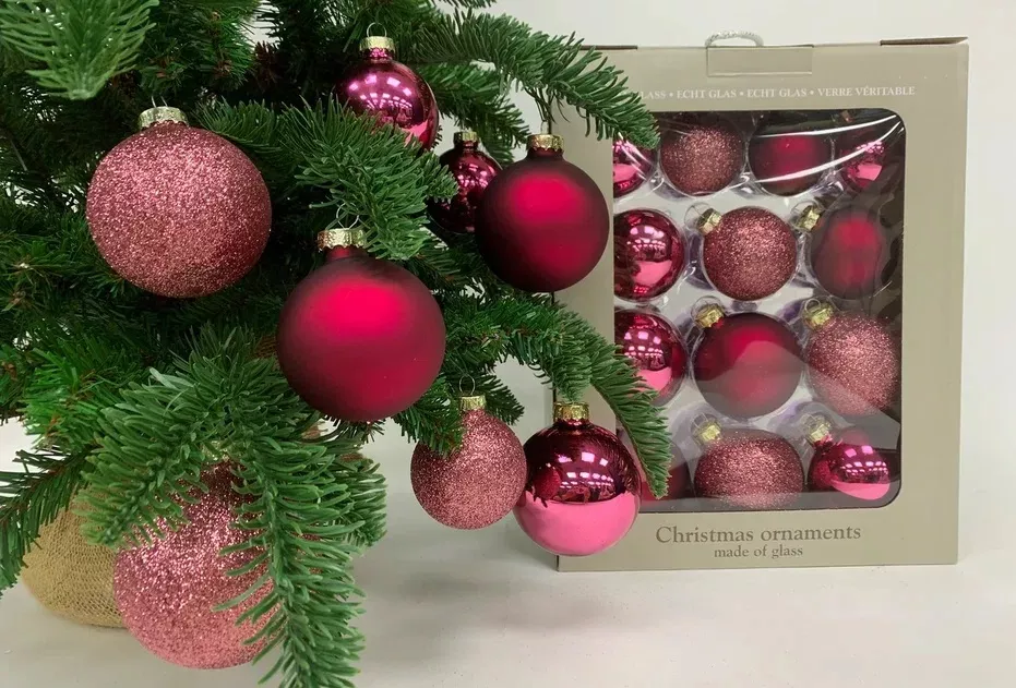 Украшение новогоднее Шар Ягодный Смузи, красный набор из 26шт, 24х15х24см по цене 