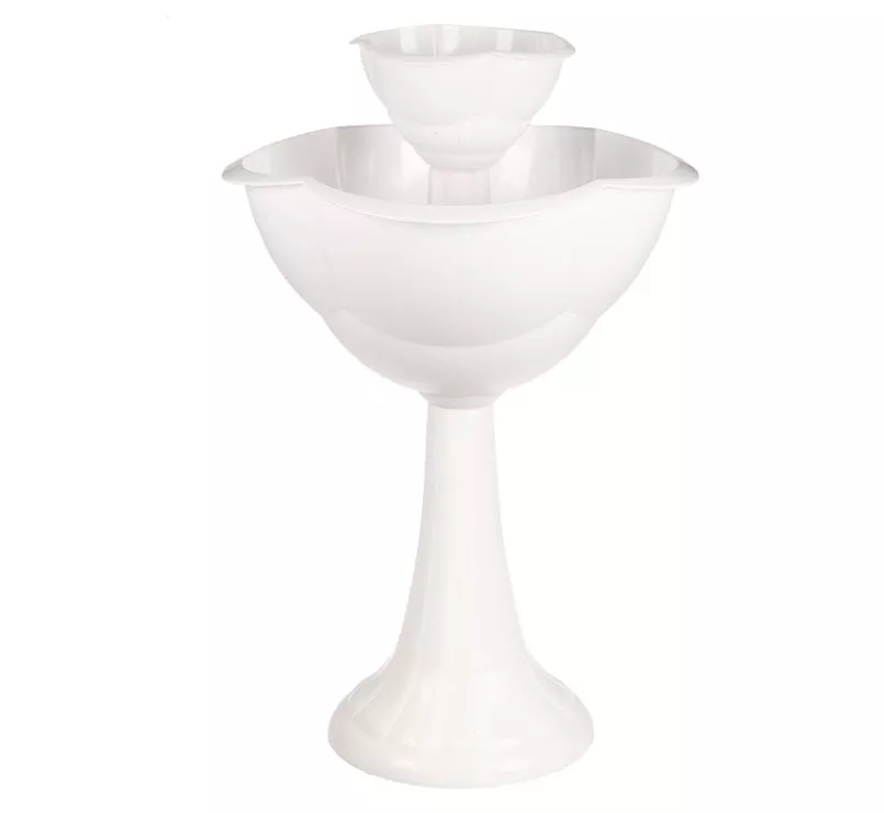 Вазон Клумба на высокой ножке 2 яруса 87см пластик, белый арт.4345088 по цене 