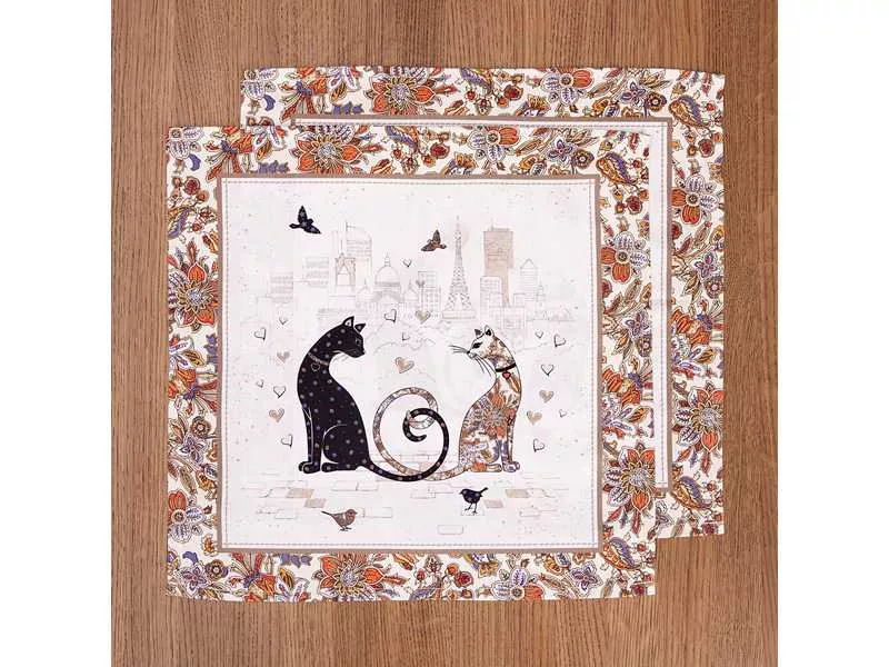 Набор салфеток Парижские коты 2шт 40x40см, твилл арт.850-746-81 по цене 