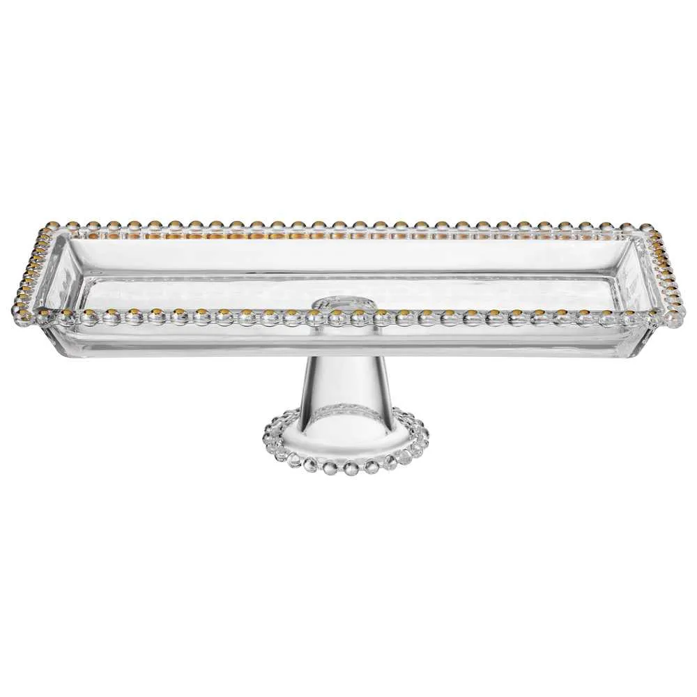 Блюдо сервировочное Золотой шарм на ножке 30x13x9,5см, стекло арт.345-506 по цене 