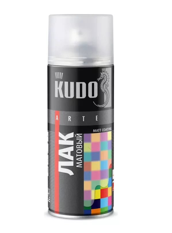 Лак аэрозольный акриловый бесцветный матовый  520мл Kudo KU-9004 по цене 