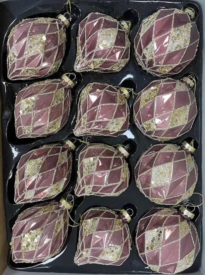 Шар стеклянный с узором 8см золотой арт.86803 по цене 