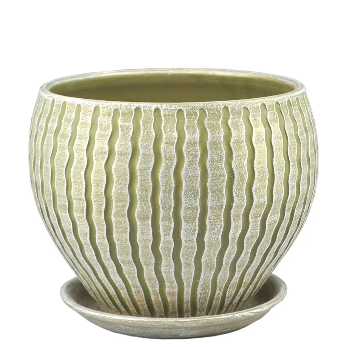 Горшок классик Мане с поддоном 20см керамика оливка по цене 