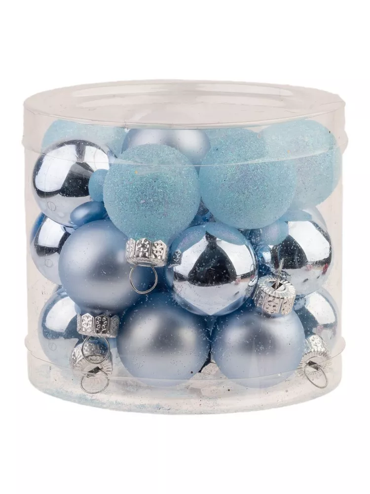 Украшение новогоднее Шар Голубые цвета набор из 24шт 2,5х2,5х2,5см стекло арт.89658 по цене 