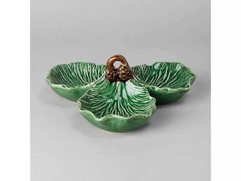 Менажница 3 секции Зеленая сосна 22,8х23х8,5см, керамика арт.145-201 по цене 