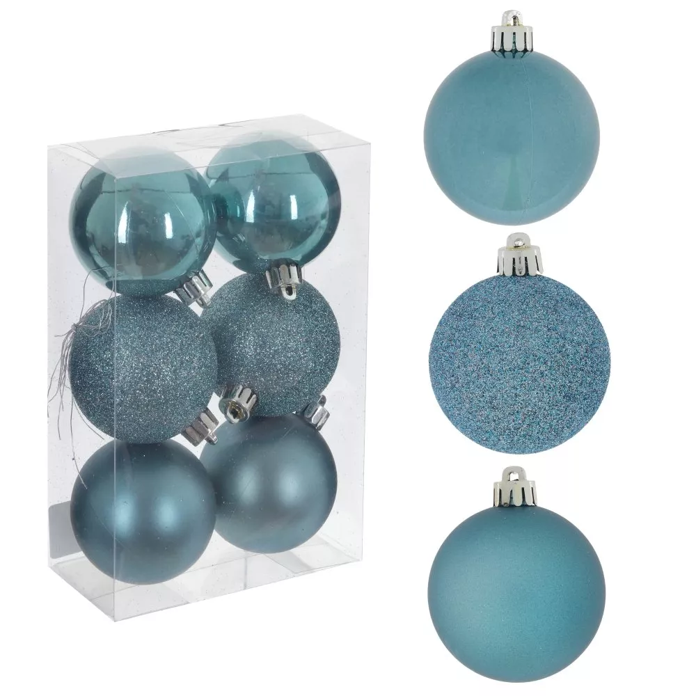 Украшение новогоднее Шар Ночь, голубой набор из 6шт, 6х6х7см по цене 