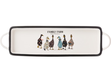 Блюдо Семейная ферма с ручками прямоугольный 42х12х3,5см фарфор арт.263-1259