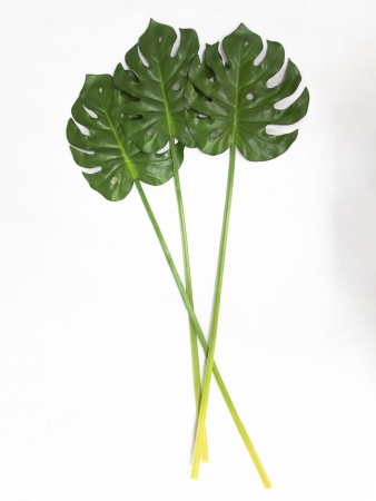 Цветок искусственный Лист Монстера зеленый 80см арт.L158