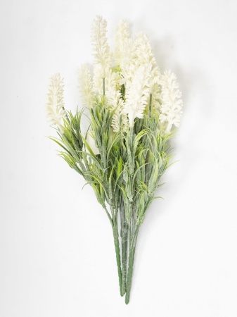 Цветок искусственный Лаванда на вставке белый 30см арт.604WH